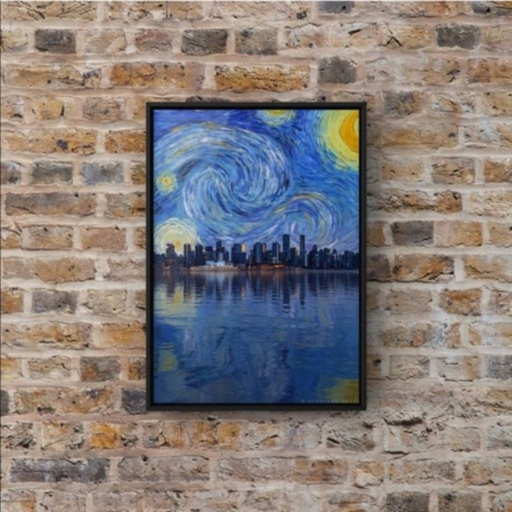 Van Gogh Starry night Vancouver skyline print walk art classic art